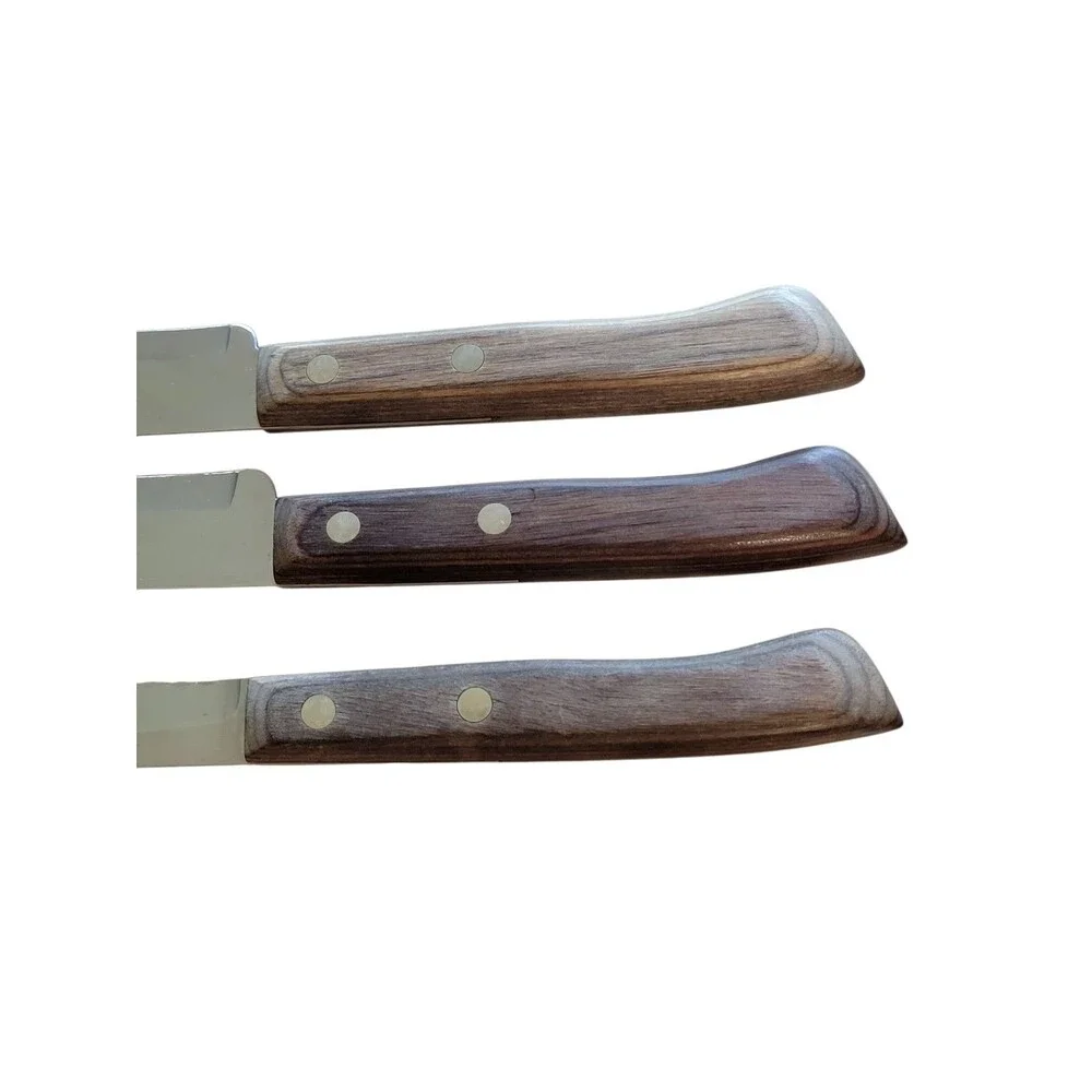 Vtg Flint Stainless Vanadium USA Lot Of 3 Bread - Fillet - Butcher Knives